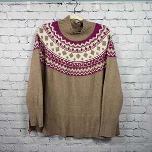 Tahari Mock Neck Fair Isle Knit Sweater